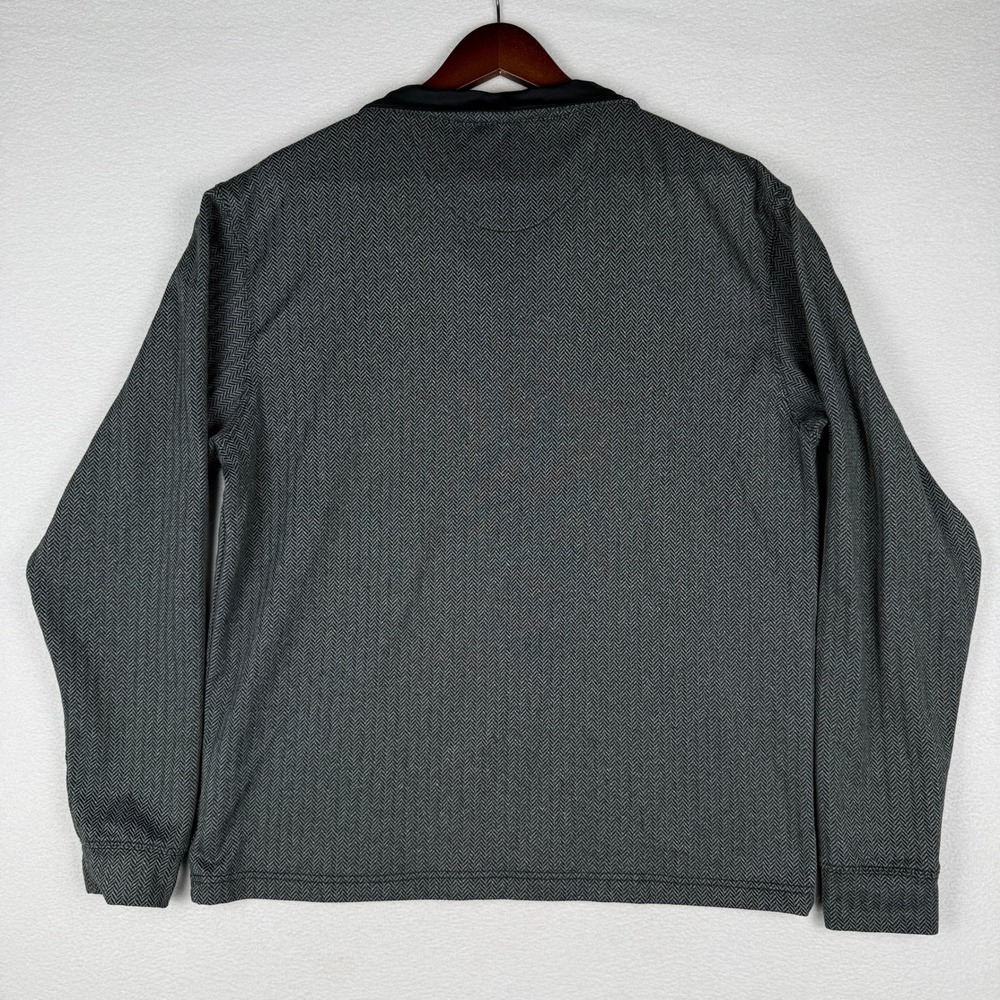 Straight Down Mens Large 1/4‎ Zip Pullover Grey Herringbone Performance Shirt - Picture 3 of 8